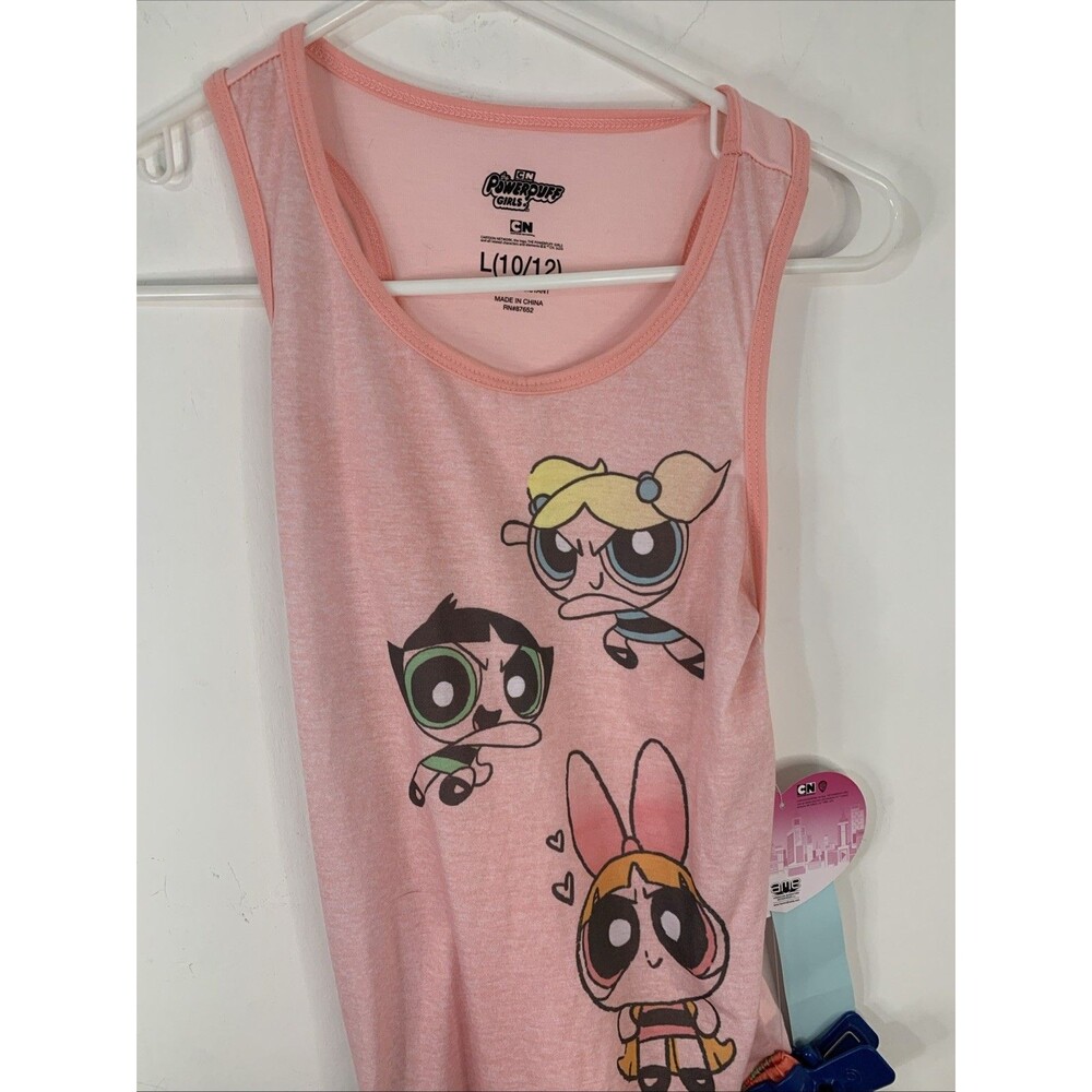 NWT Power Puff Girls Cartoon Neckwork Pjs Set Pink Large 10/12‎ Flame Resistant